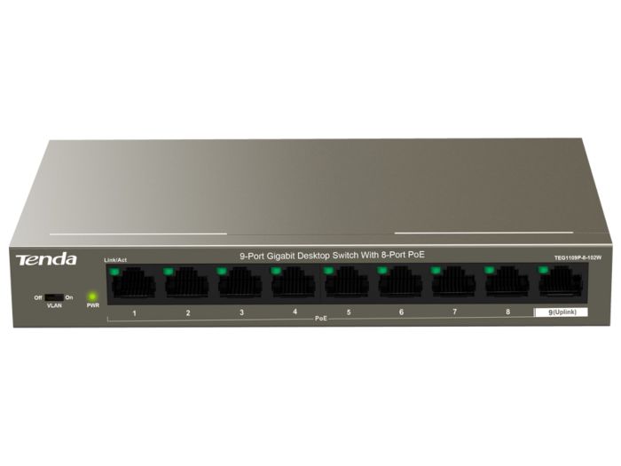 Tenda TEF1109P-8-63W 9-Port 10 100Mbps Desktop Switch with 8-Port POE