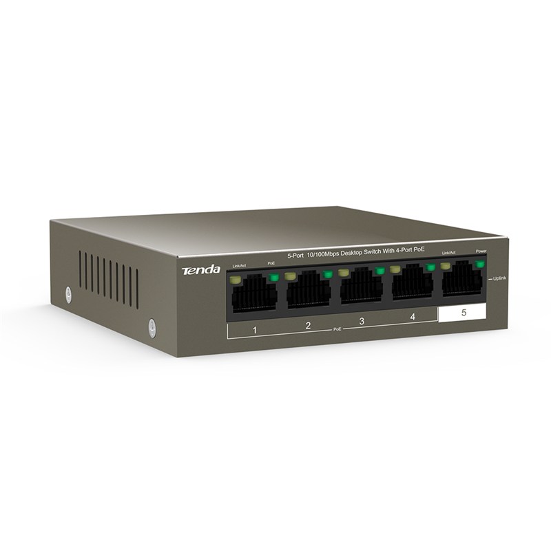 Tenda TEF1105P-4-63W Switch 5-Port 10 100Mbps Desktop Switch with 4-Port PoE