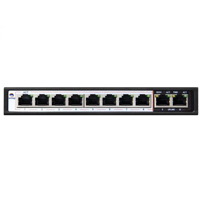 10 Port Gigabit Ethernet Switch with 8 AI PoE and 2 Uplink Ports SPS-8G2G